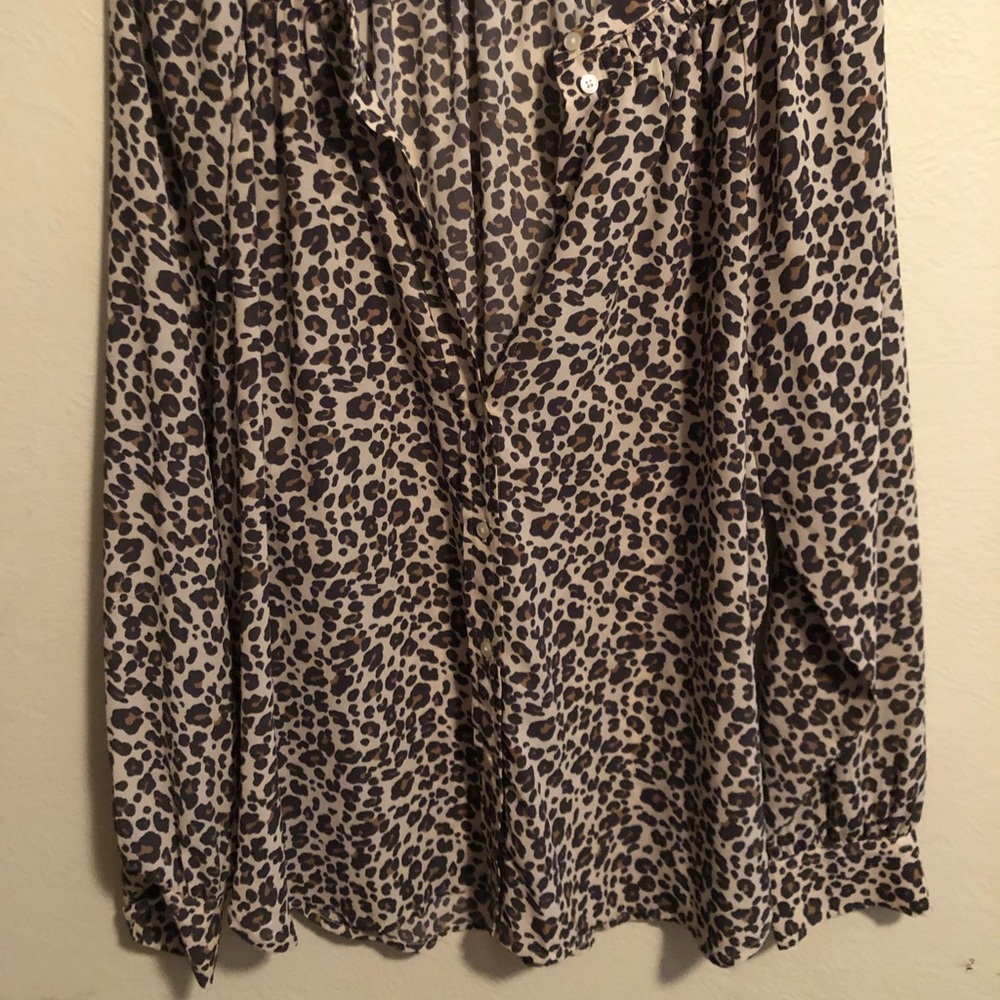 Loft animal print long-sleeve button down top